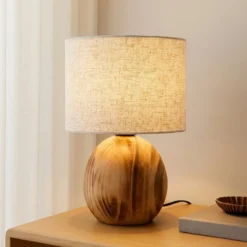 Lindby Mayumi pöytävalaisin, korkeus 31 cm, puu, tekstiili
