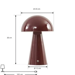 Lindby Nevijo LED-akkukäyttöinen pöytävalaisin, punainen, halkaisija 20 cm,