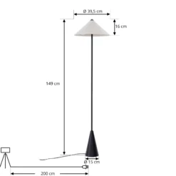 Lindby Norvik lattiavalaisin, korkeus 150 cm, musta/harmaa, metalli