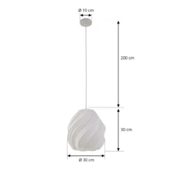 Lindby Nuvia-riippuvalaisin, Ø 30 cm, valkoinen, 3D-tulostettu