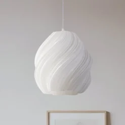 Lindby Nuvia-riippuvalaisin, Ø 30 cm, valkoinen, 3D-tulostettu