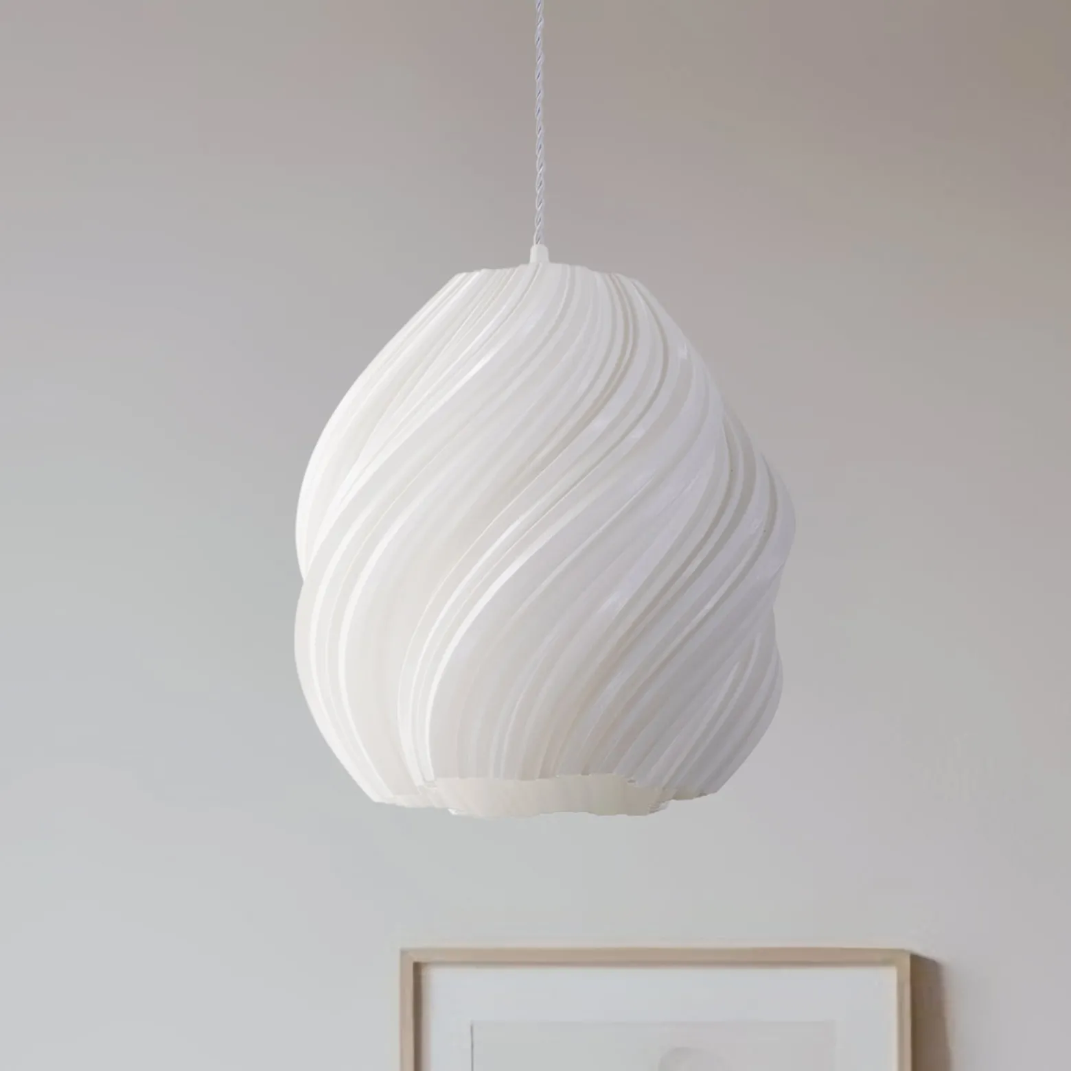 Lindby Nuvia-riippuvalaisin, Ø 30 cm, valkoinen, 3D-tulostettu