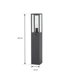 Lindby Peldar-pylväsvalaisin, antrasiitti/kirkas, 80 cm, anturi