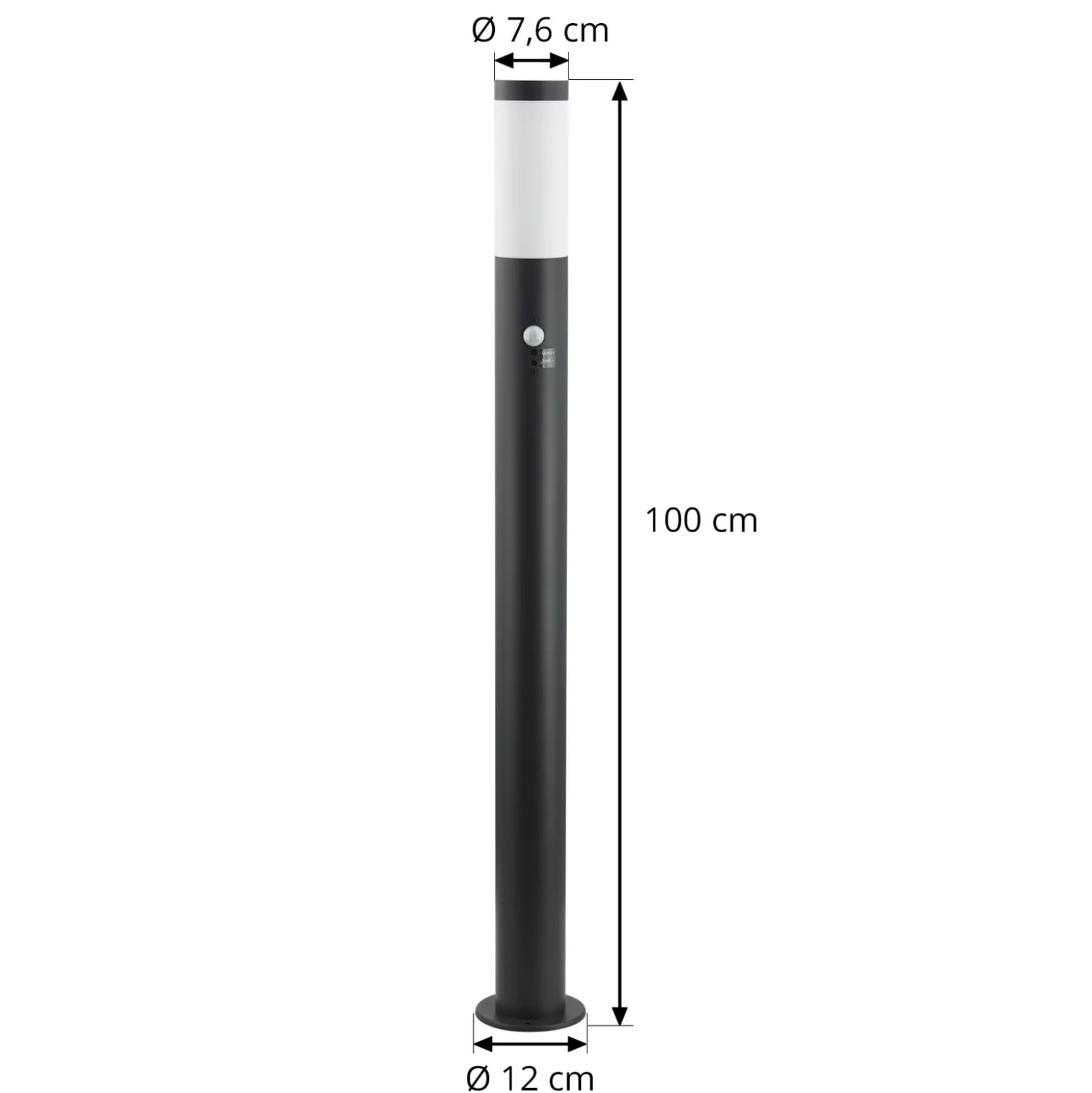 Lindby pylväsvalaisin Statius, antrasiitti/valkoinen, anturi, 100 cm