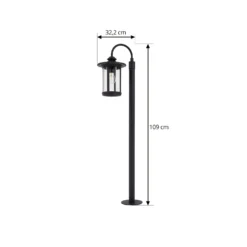 Lindby pylväsvalaisin Zayn, musta, lasi, korkeus 109 cm, IP65