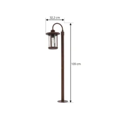 Lindby pylväsvalaisin Zayn, ruosteenvärinen, lasi, korkeus 109 cm, IP65