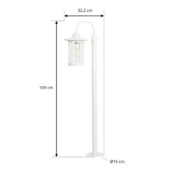 Lindby pylväsvalaisin Zayn, valkoinen, lasi, korkeus 109 cm, IP65