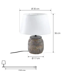 Lindby pöytävalaisin Aelith, Ø 30 cm, harmaa, keramiikka, E27