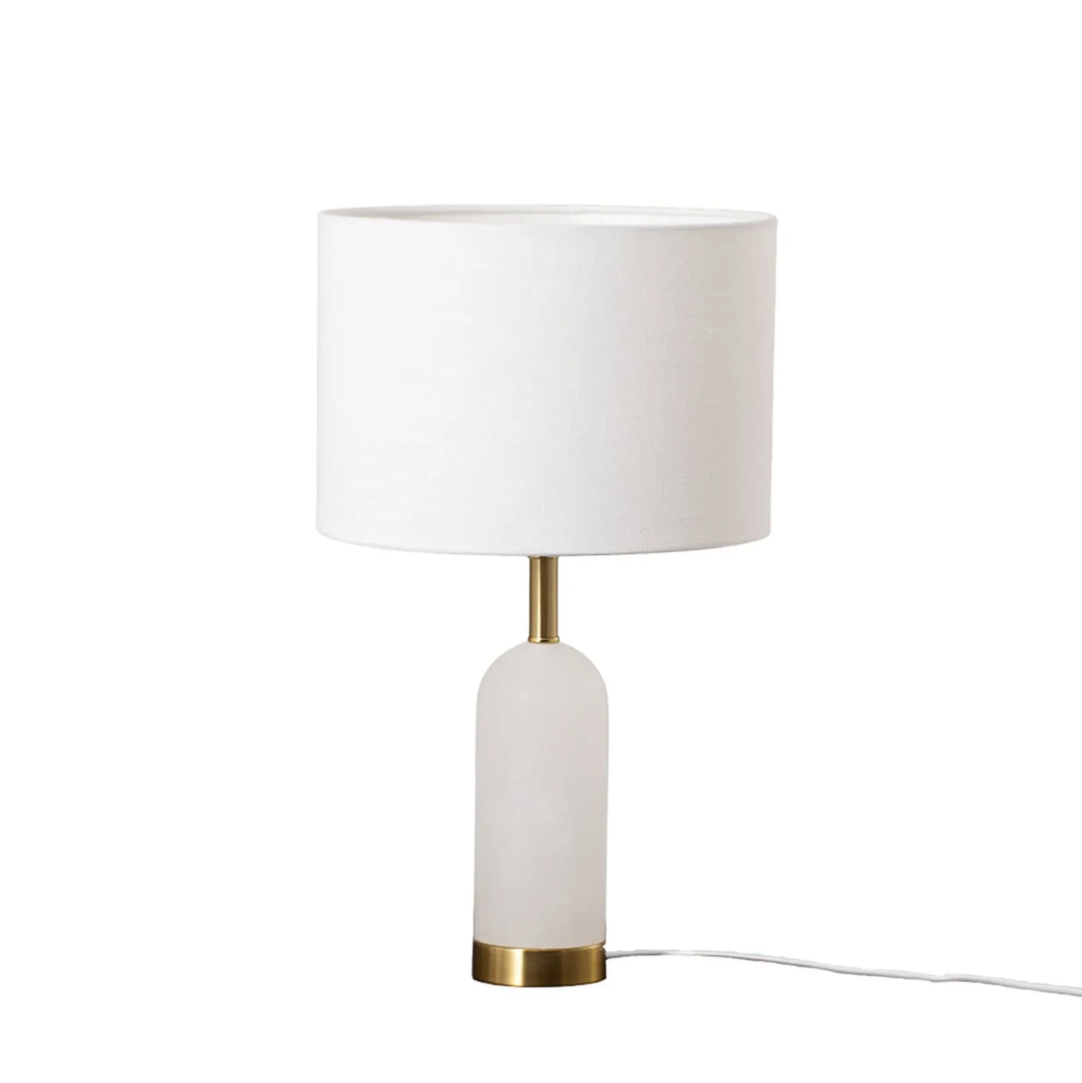 Lindby pöytävalaisin alabasteri, valkoinen/kulta, Ø 30 cm, marmori, E27