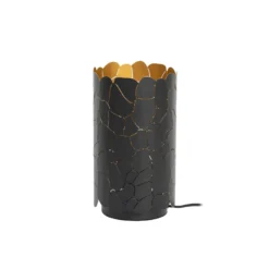Lindby pöytävalaisin Aralena, musta/kulta, korkeus 26,5 cm