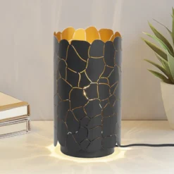 Lindby pöytävalaisin Aralena, musta/kulta, korkeus 26,5 cm