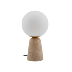Lindby pöytävalaisin Kirstan, beige, valkoinen, lasi, kivi, 33 cm