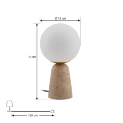 Lindby pöytävalaisin Kirstan, beige, valkoinen, lasi, kivi, 33 cm