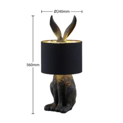 Lindby pöytävalaisin Lorentina, 56 cm, kaniini, musta, tekstiili