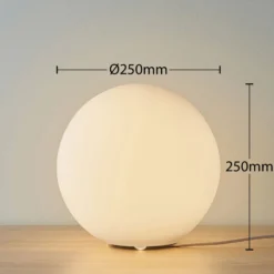 Lindby pöytävalaisin Marike, valkoinen, lasia, pallo, Ø 25 cm, E27