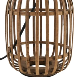 Lindby pöytävalaisin Marzanna, harmaa, bambu, 42,5 cm, E27