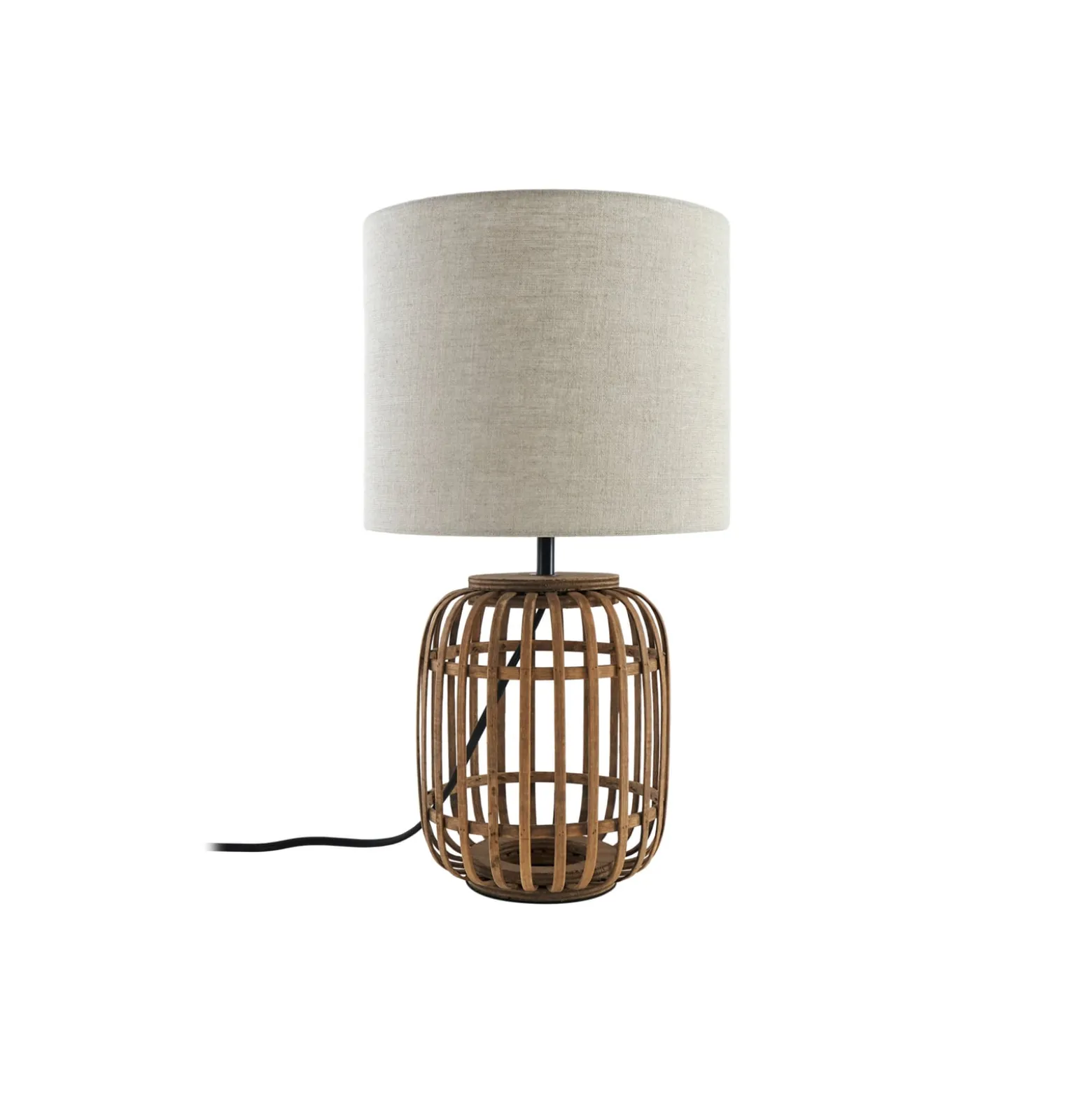 Lindby pöytävalaisin Marzanna, harmaa, bambu, 42,5 cm, E27