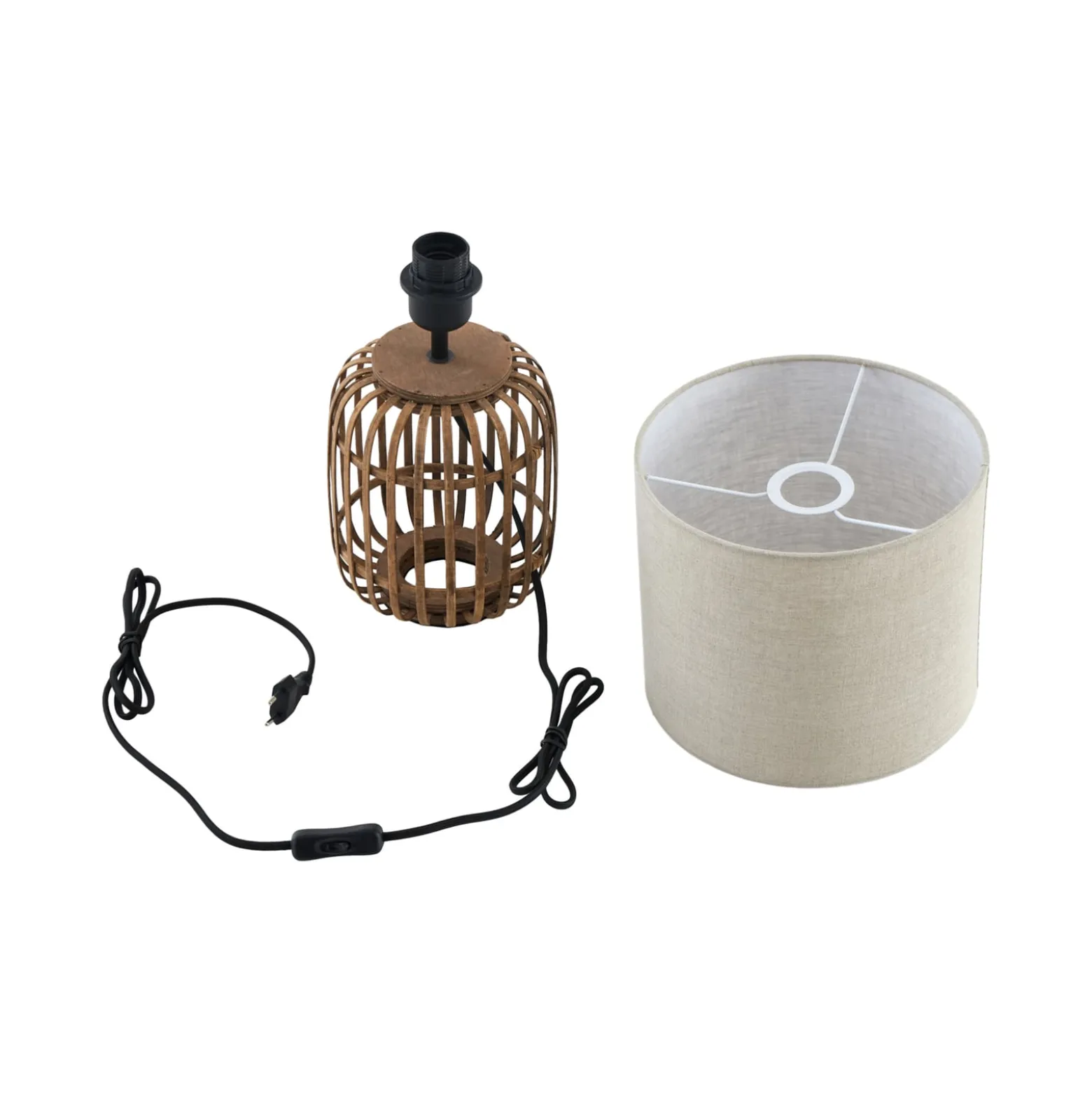 Lindby pöytävalaisin Marzanna, harmaa, bambu, 42,5 cm, E27