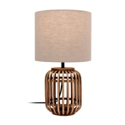 Lindby pöytävalaisin Marzanna, harmaa, bambu, 42,5 cm, E27