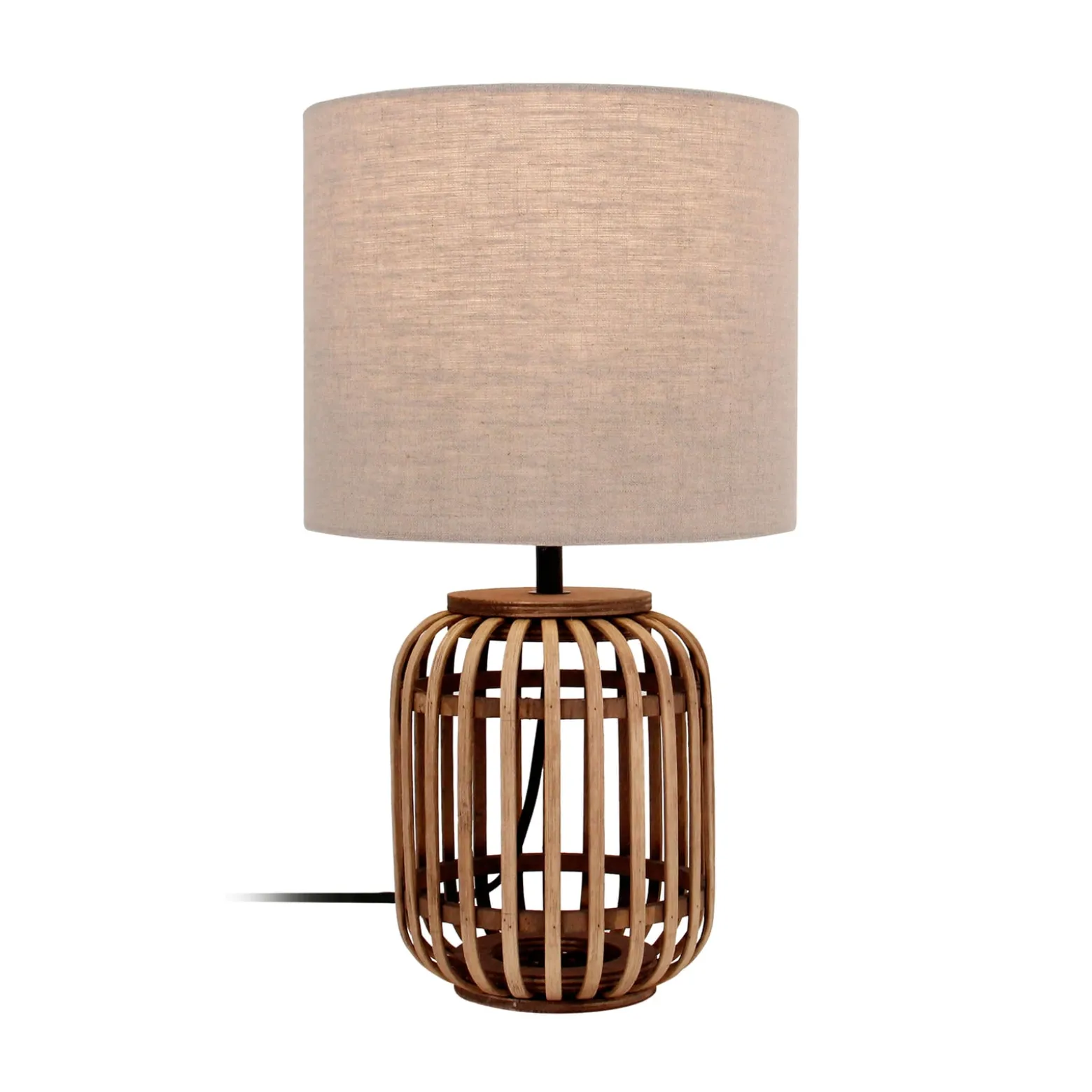Lindby pöytävalaisin Marzanna, harmaa, bambu, 42,5 cm, E27
