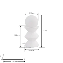 Lindby pöytävalaisin Nielson, valkoinen, varjostimen korkeus 9 cm, kipsi