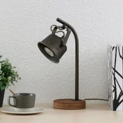 Lindby pöytävalaisin Rubinjo, 37cm, musta, puu, metalli, GU10