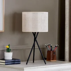 Lindby pöytävalaisin Soula, Ø 26 cm, beige, muovia, E27
