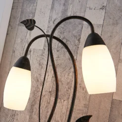 Lindby pöytävalaisin Stefania, musta/kulta, lasi, E14, 40 cm, 40 cm