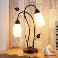 Lindby pöytävalaisin Stefania, musta/kulta, lasi, E14, 40 cm, 40 cm
