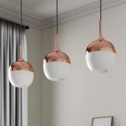 Lindby Rangina-riippuvalaisin, 100 cm, kupari, 3-valo, lasi