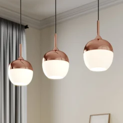 Lindby Rangina-riippuvalaisin, 100 cm, kupari, 3-valo, lasi