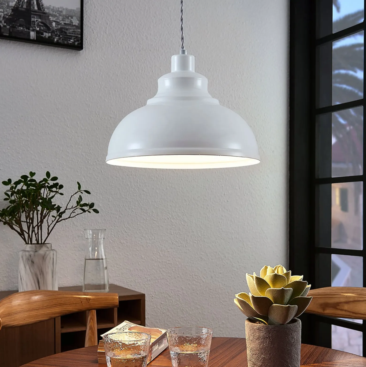 Lindby riippuvalaisin Albertine, 29 cm, valkoinen, metallia