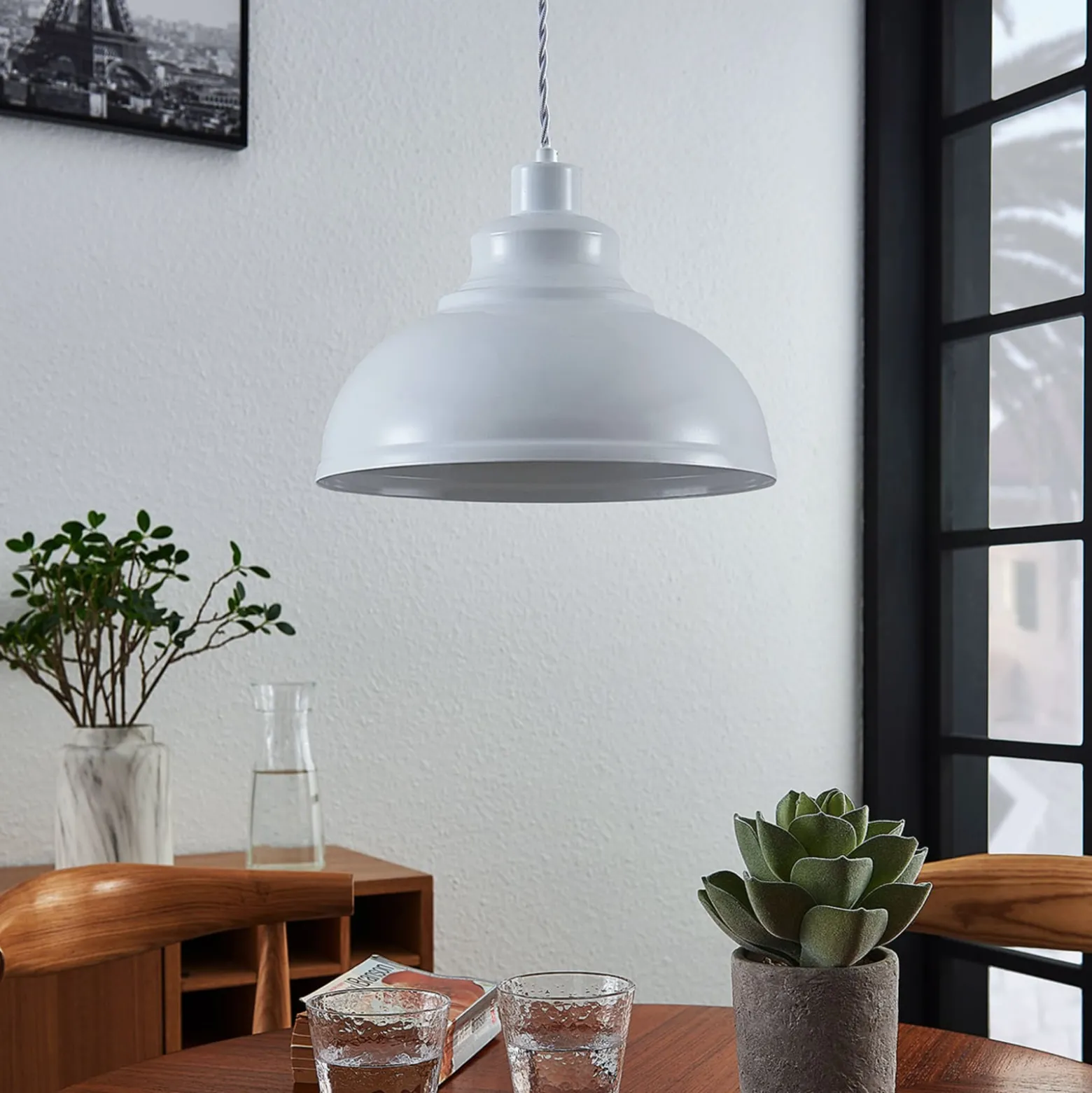 Lindby riippuvalaisin Albertine, 29 cm, valkoinen, metallia