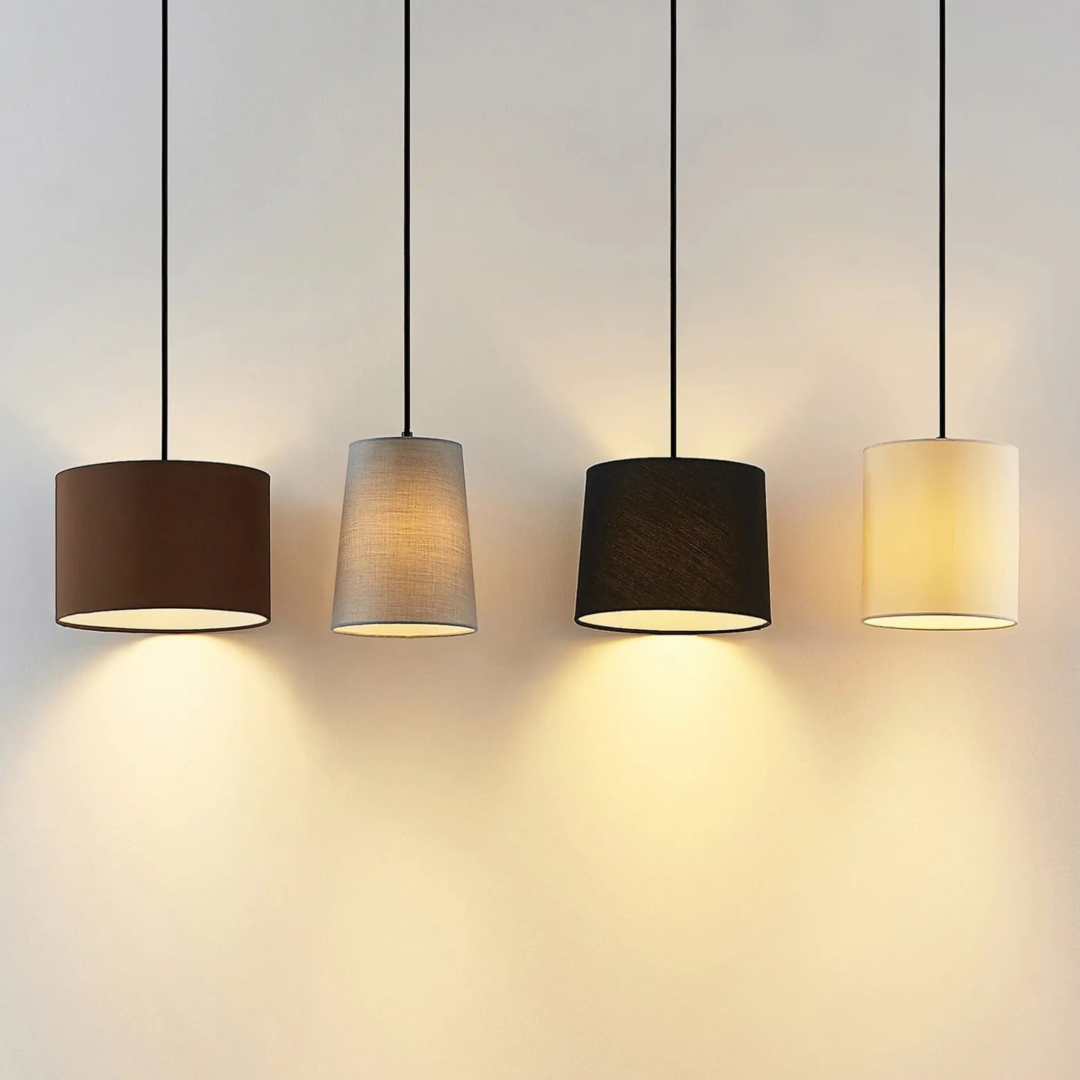 Lindby riippuvalaisin Amilia, kangas, 4-valo, harmaa/beige, E27