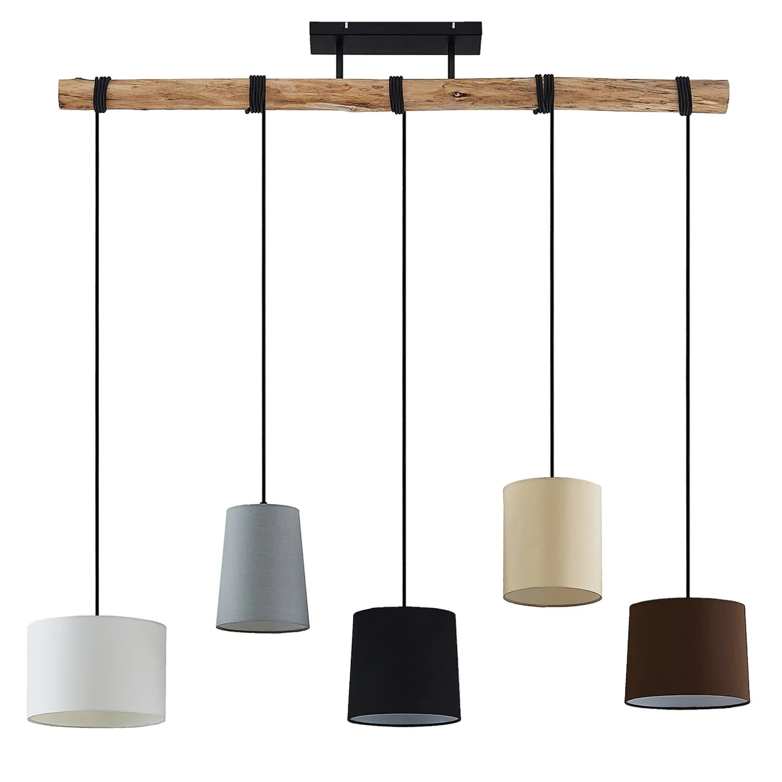 Lindby riippuvalaisin Amilia, kangas, 5-valo, harmaa/beige, E27