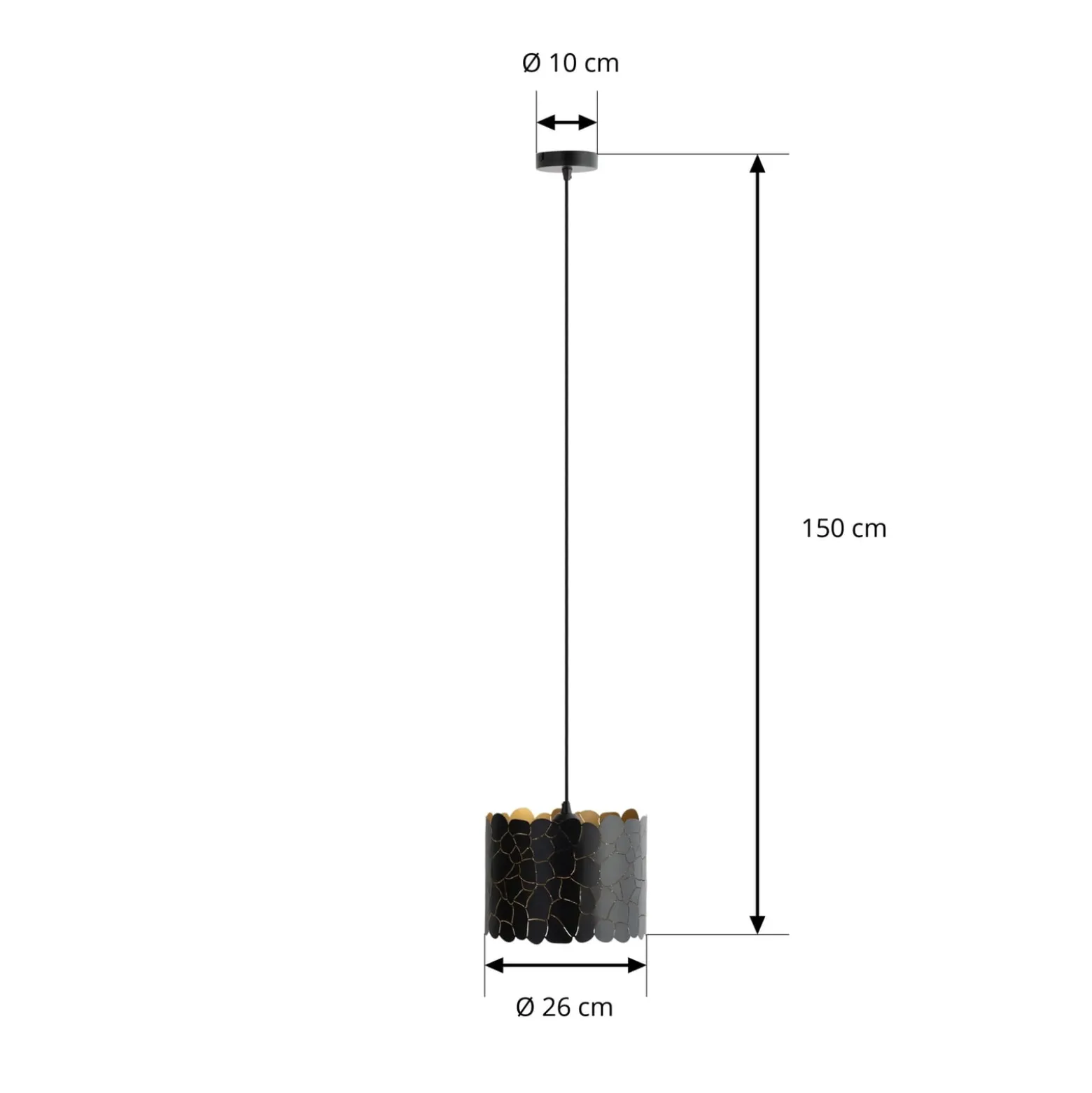 Lindby riippuvalaisin Aralena, musta/kulta, metalli, Ø 26 cm