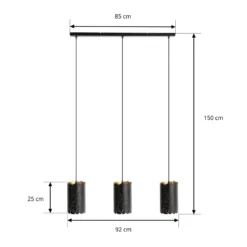 Lindby riippuvalaisin Aralena, musta/kulta, 3-valo, pituus93cm
