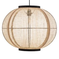 Lindby riippuvalaisin Aurinil, puunvärinen, pellava, Ø 48cm, E27