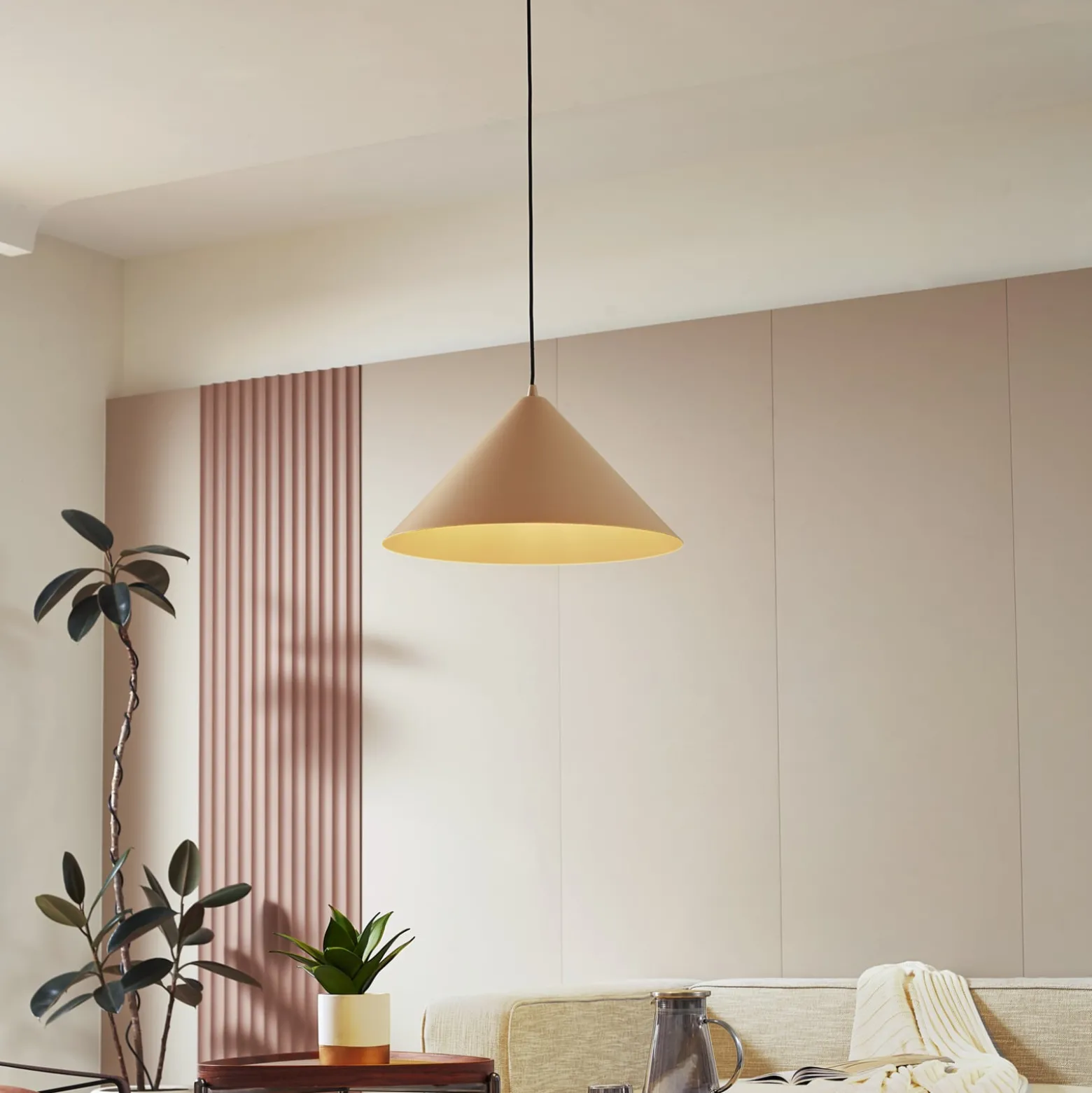 Lindby Riippuvalaisin Clarine, beige, Ø 50 cm, metallia