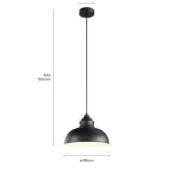 Lindby Riippuvalaisin Cliona, musta, metalli, Ø 31 cm, E27