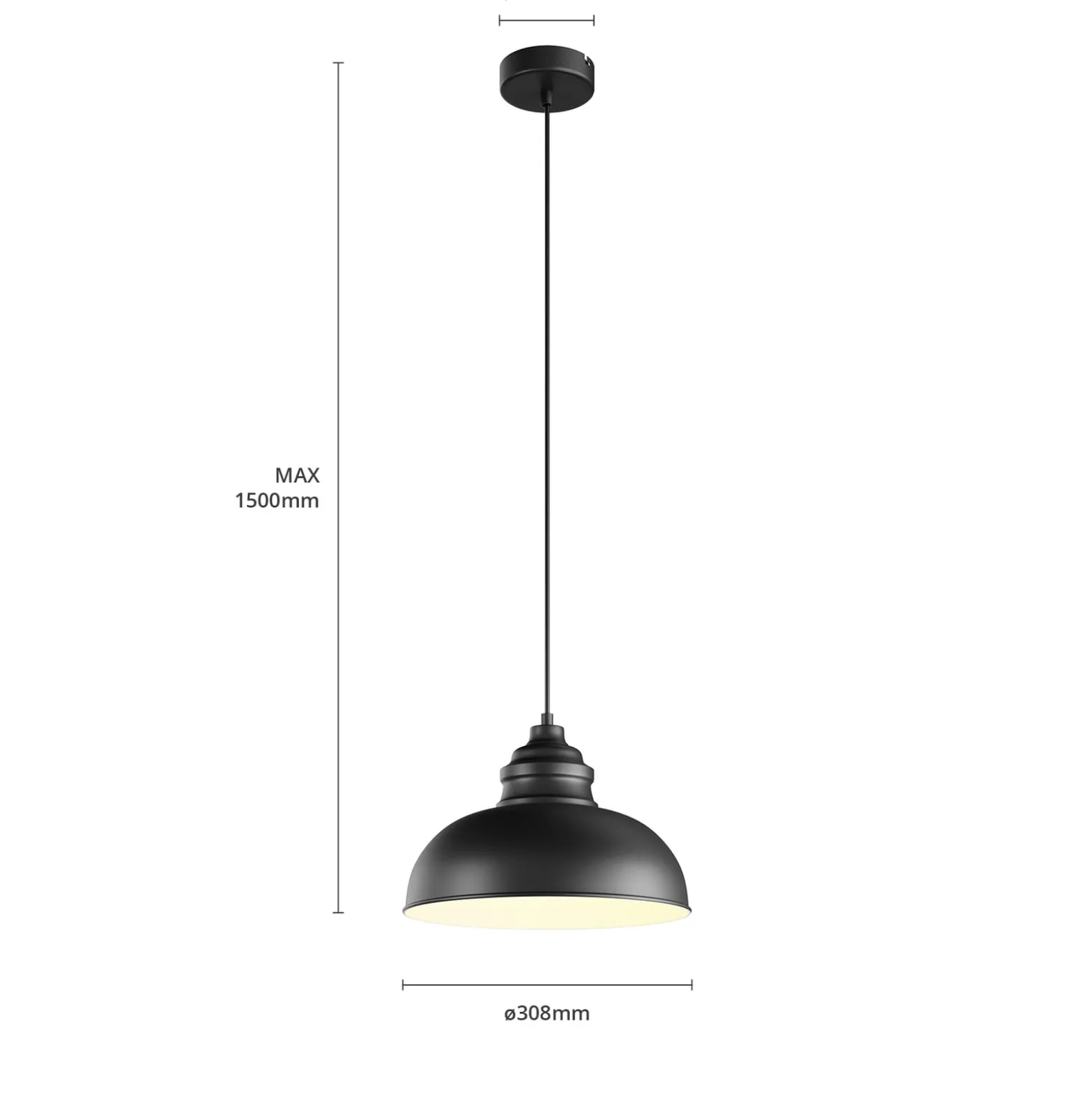 Lindby Riippuvalaisin Cliona, musta, metalli, Ø 31 cm, E27