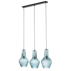 Lindby Riippuvalaisin Drakar, 3-valo, vaaleansininen, lasi, Ø 25 cm