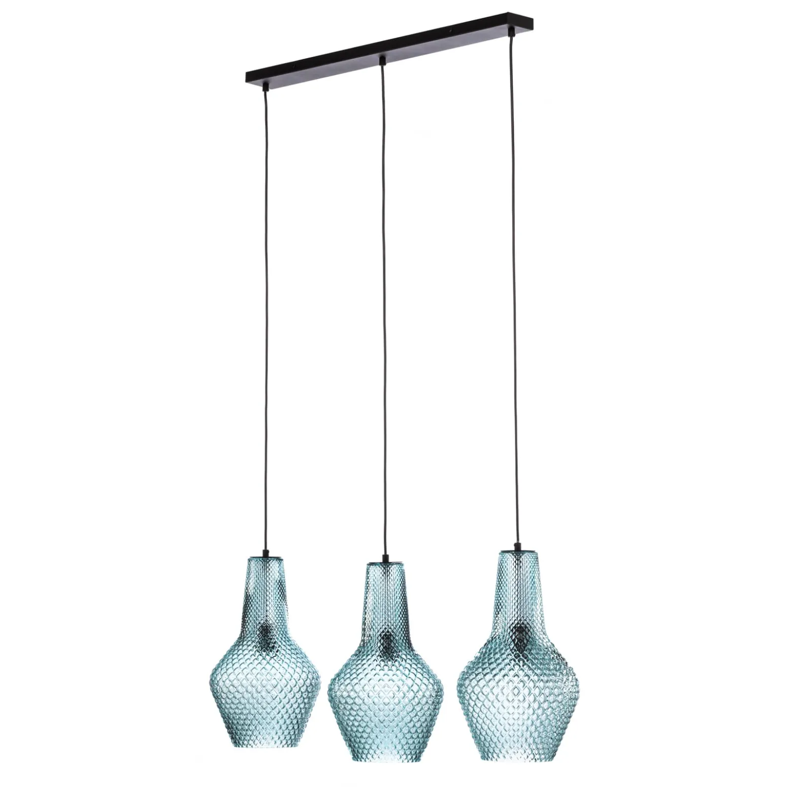 Lindby Riippuvalaisin Drakar, 3-valo, vaaleansininen, lasi, Ø 25 cm
