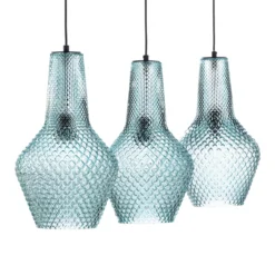 Lindby Riippuvalaisin Drakar, 3-valo, vaaleansininen, lasi, Ø 25 cm