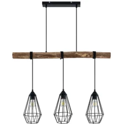 Lindby Riippuvalaisin Eldarion, 90 cm, 3-valo, puu, E27