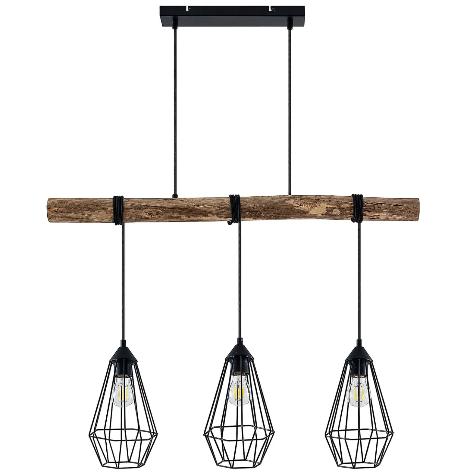 Lindby Riippuvalaisin Eldarion, 90 cm, 3-valo, puu, E27