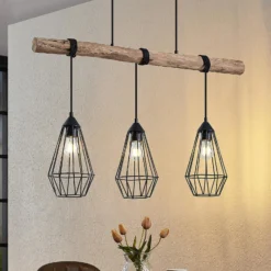 Lindby Riippuvalaisin Eldarion, 90 cm, 3-valo, puu, E27