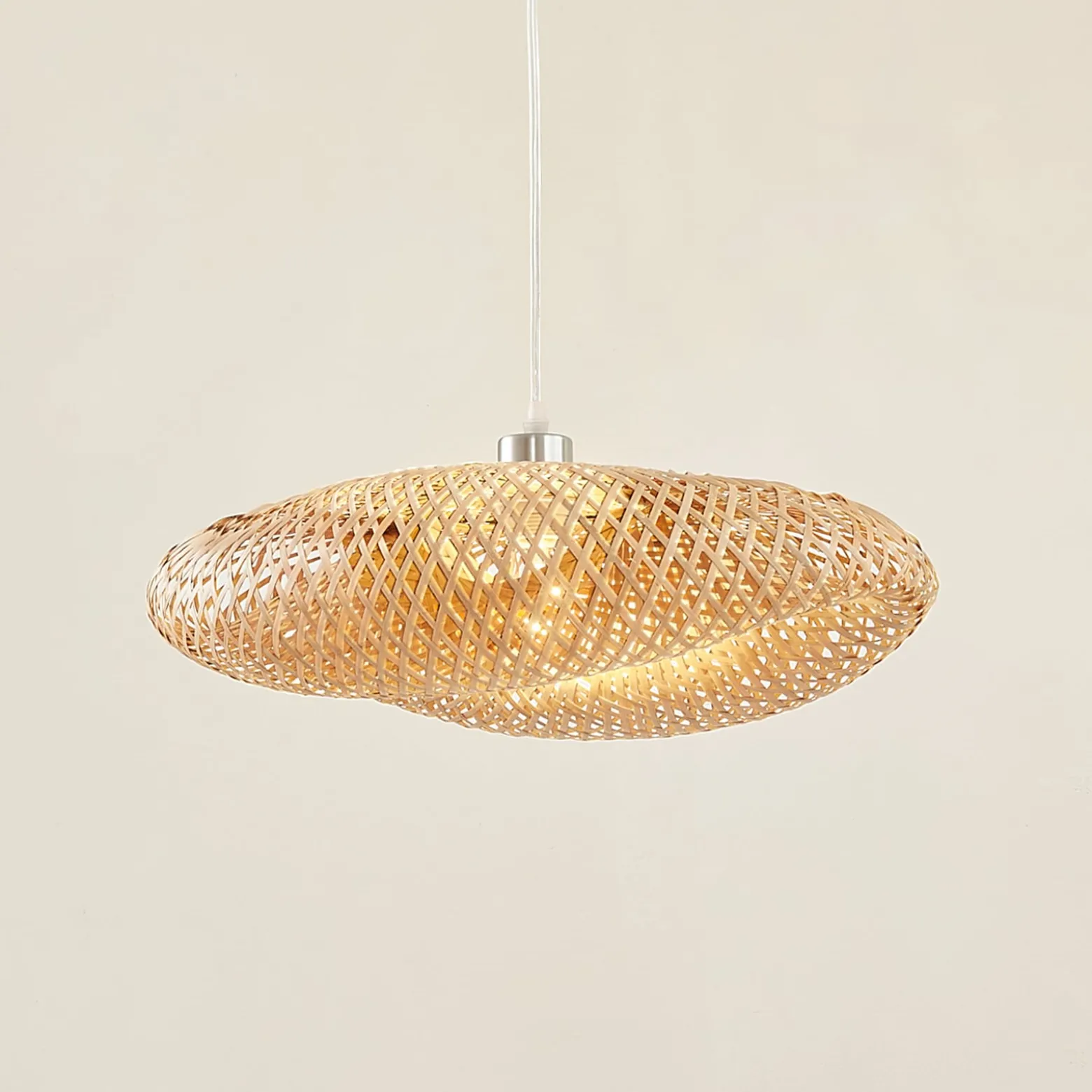 Lindby Riippuvalaisin Eleane, bambu, luonnonvalo, Ø 50 cm