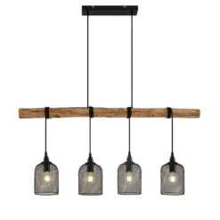 Lindby Riippuvalaisin Elrond, 116 cm, musta, 4-valo, puuta