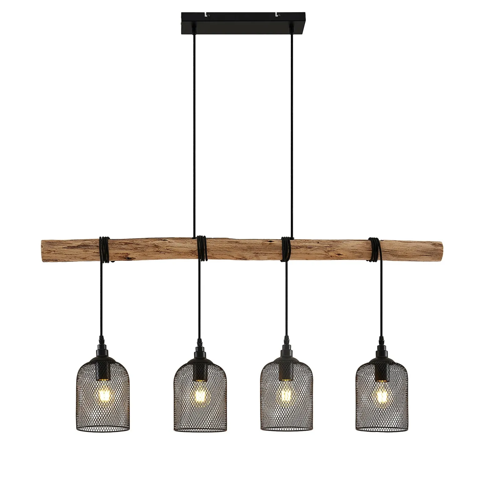 Lindby Riippuvalaisin Elrond, 116 cm, musta, 4-valo, puuta